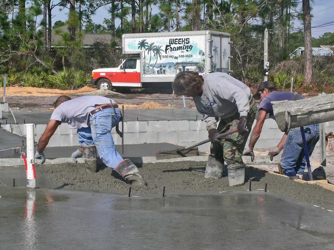 placing concrete