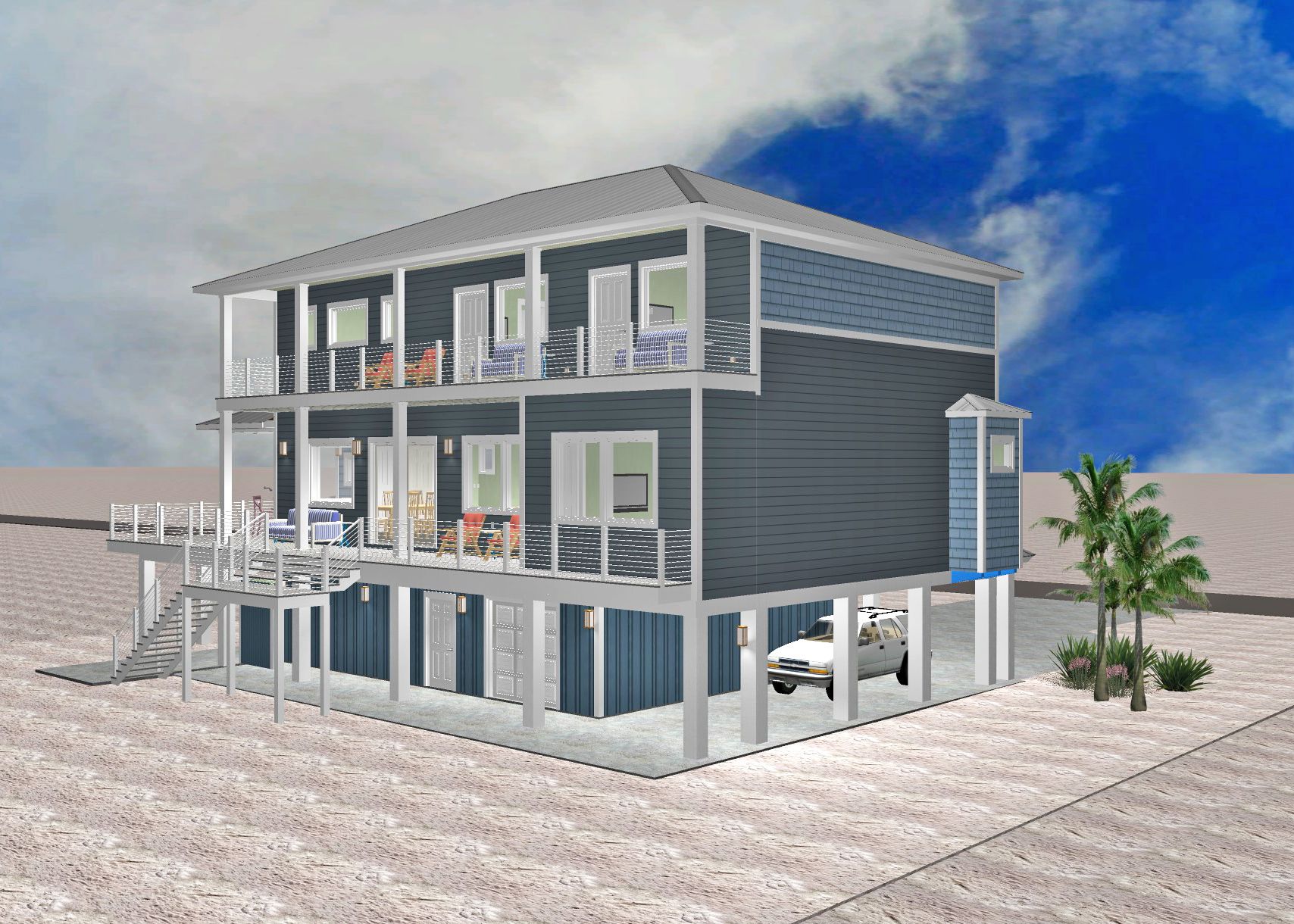 Corte modern coastal piling home on Navarre Beach