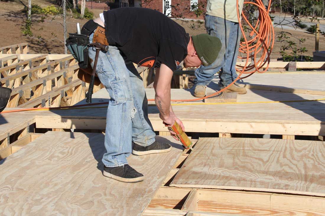 glueing floor decking