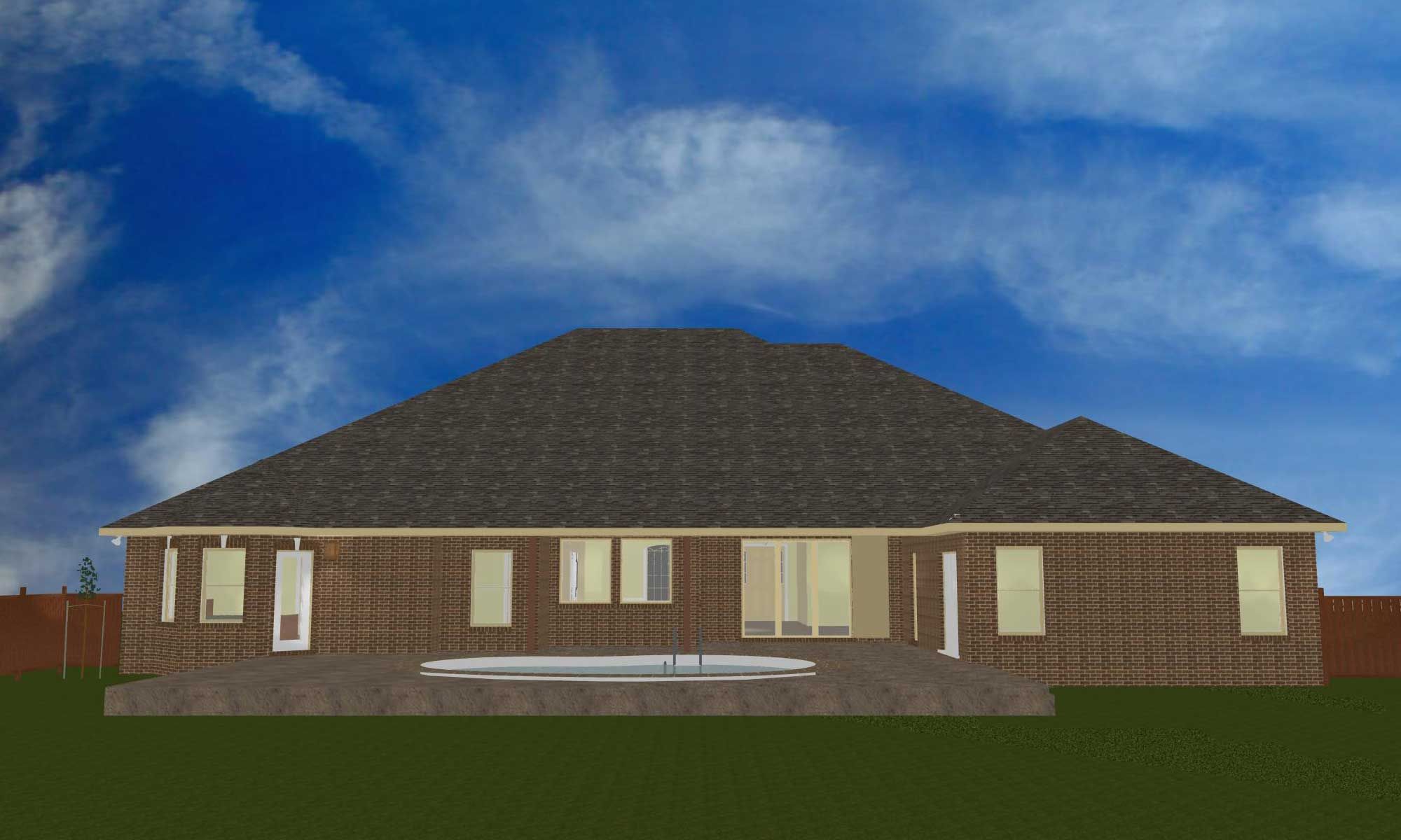 Black job rear elevation CAD model