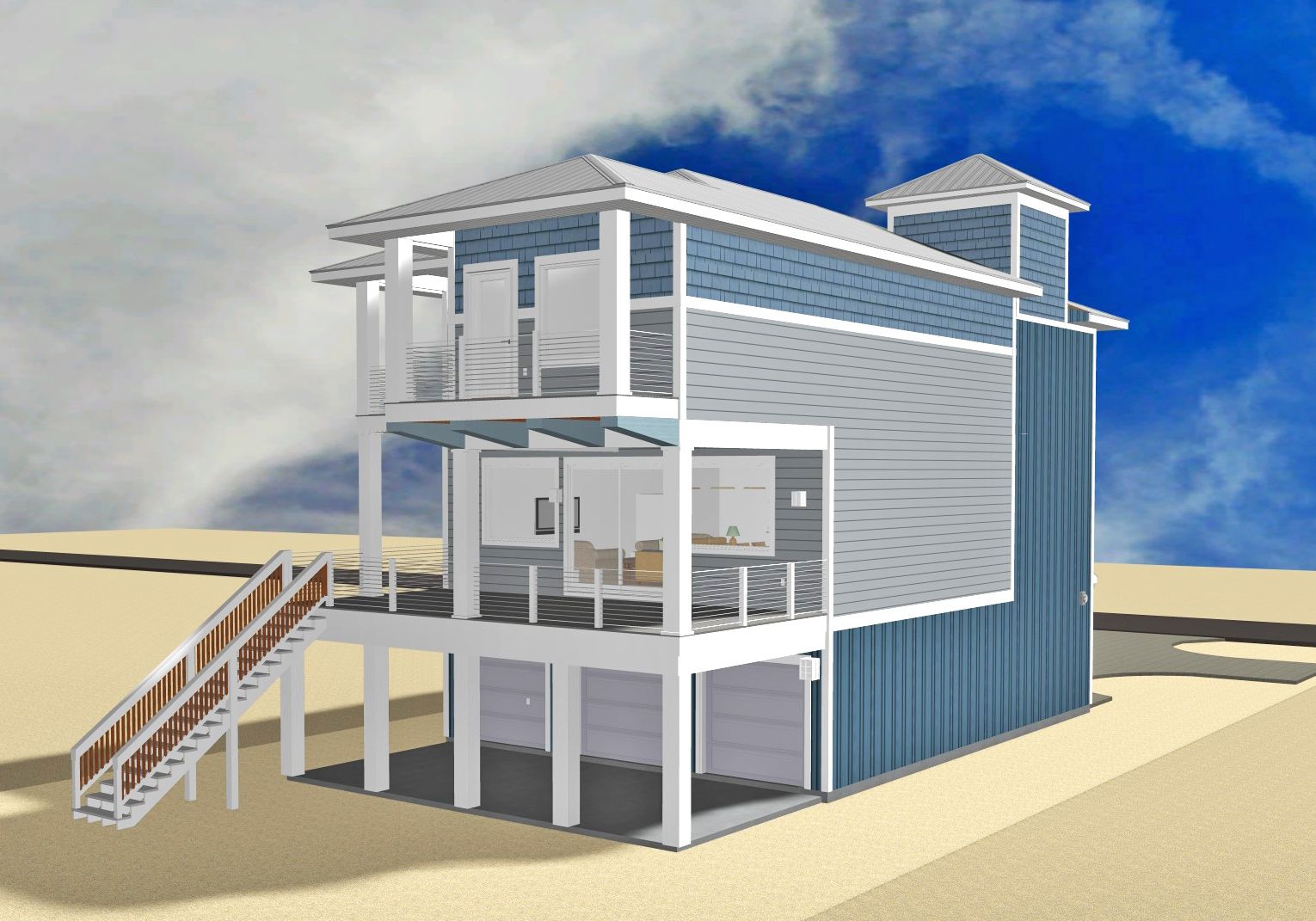 Smith coastal modern piling home on Navarre Beach by Acorn Fine Homes