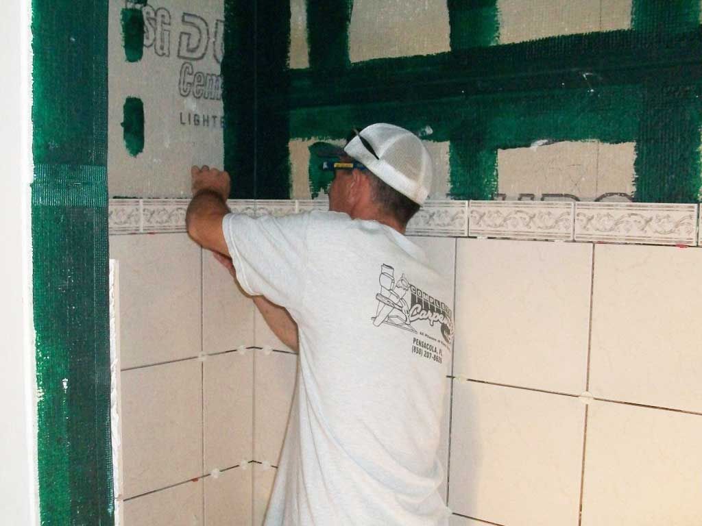 setting shower tile