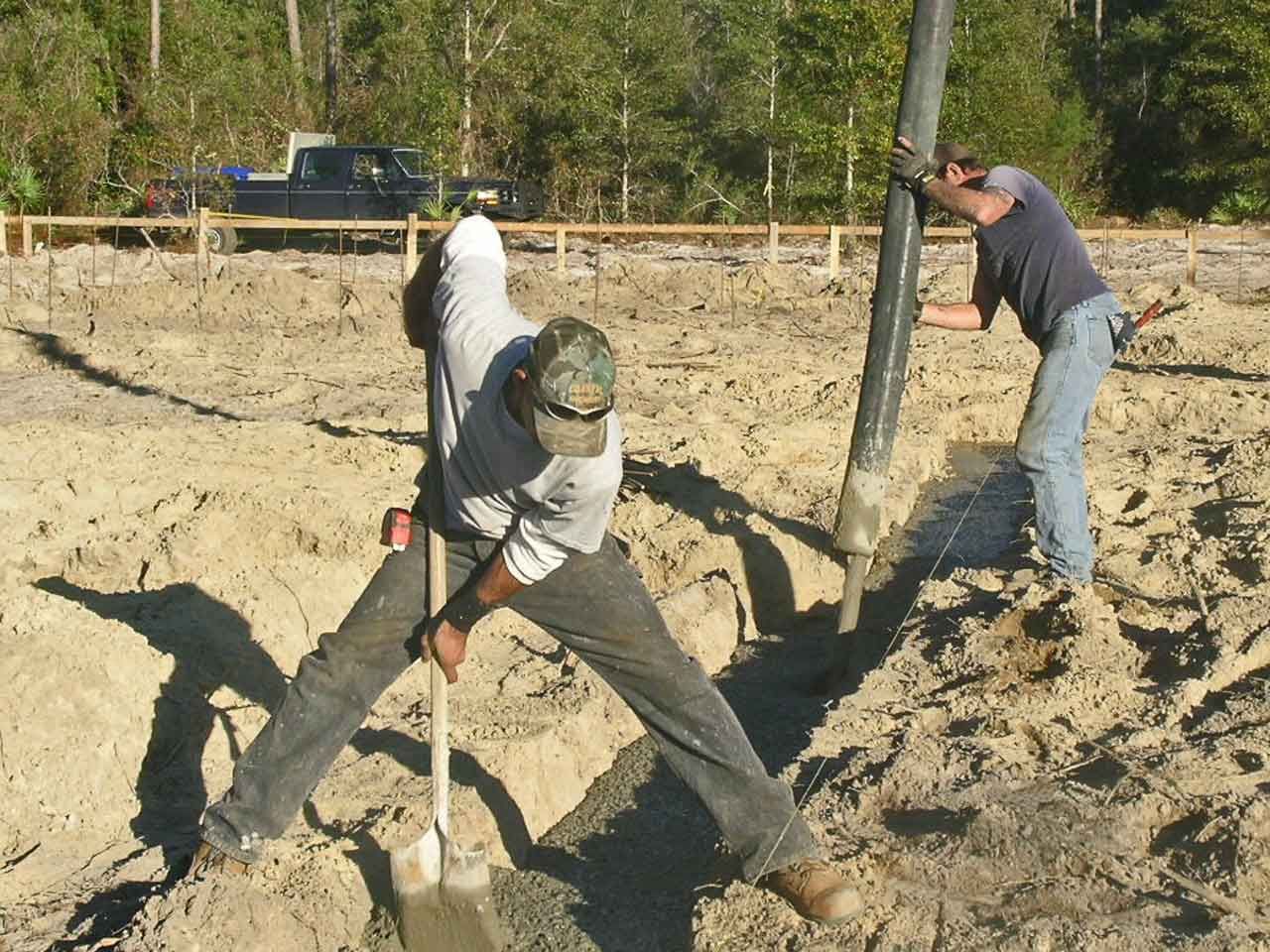 Black job pouring footings