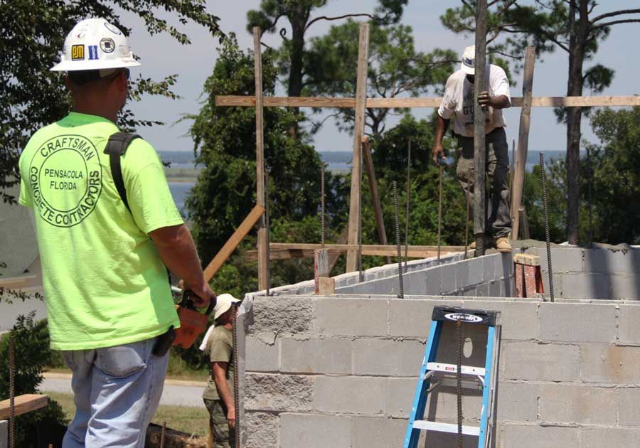 pumping concrete for Acorn Fine Homes in Pensacola