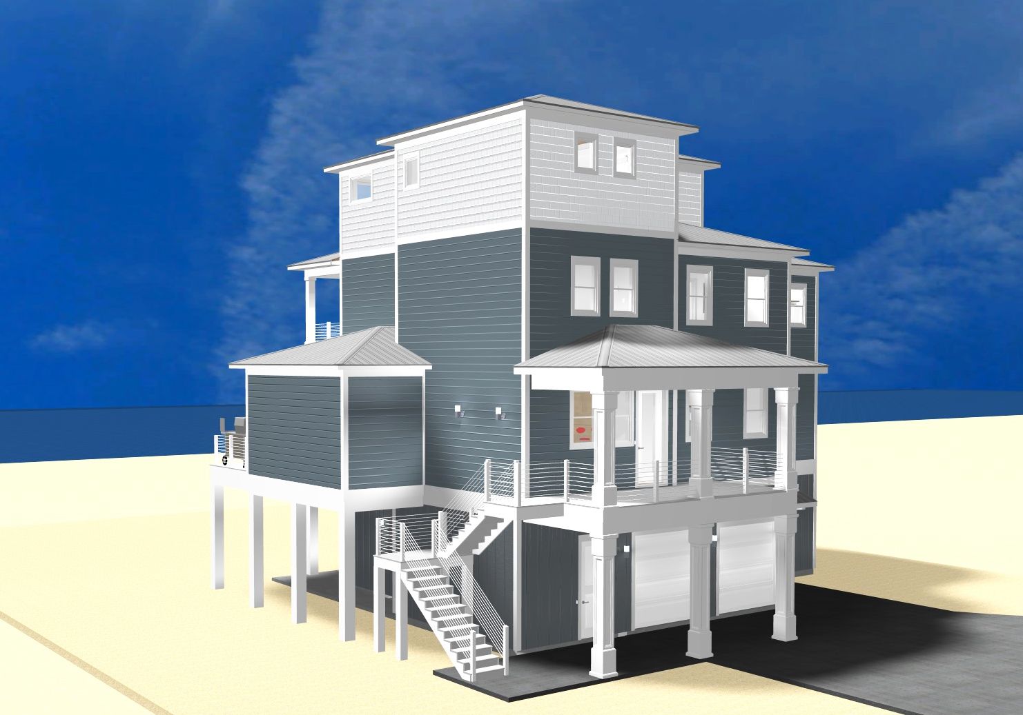 Dubois coastal transitional piling home on Navarre Beach by Acorn Fine Homes 